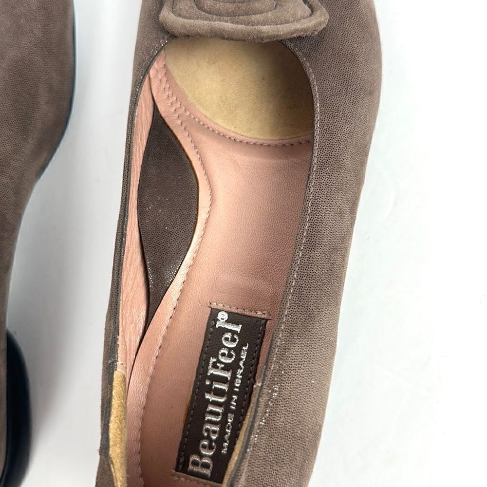 BeautiFeel Alexa Taupe Suede Leather Flats Shoes with Rosette Details 37 US 6,5 - Picture 11 of 15